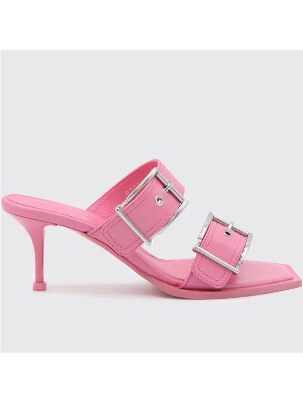 Alexander McQueen Double Buckle Punk Mule in Pink, Size 39 New w/DustBag $1050